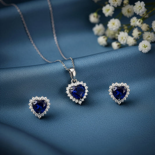 Silver Heart Of The Ocean Set