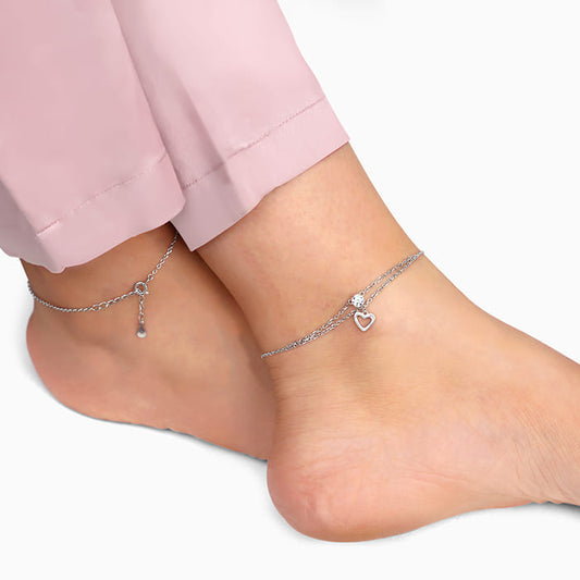 Silver Curl Heart Anklet
