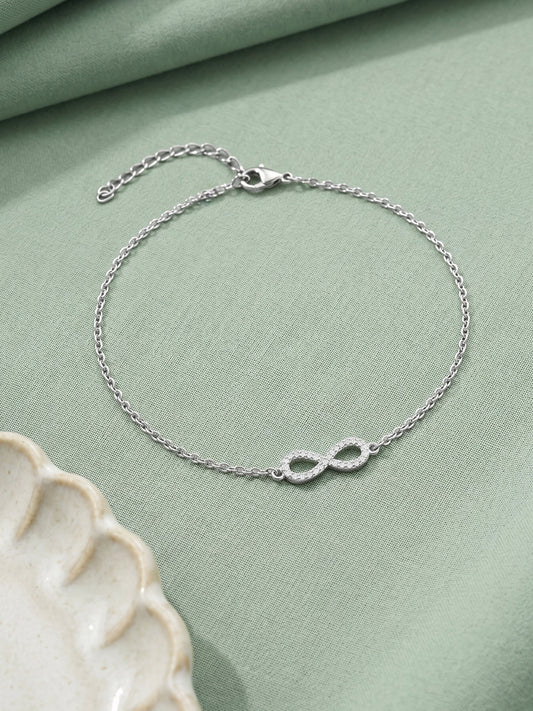 Silver Infinity Zircon Anklet