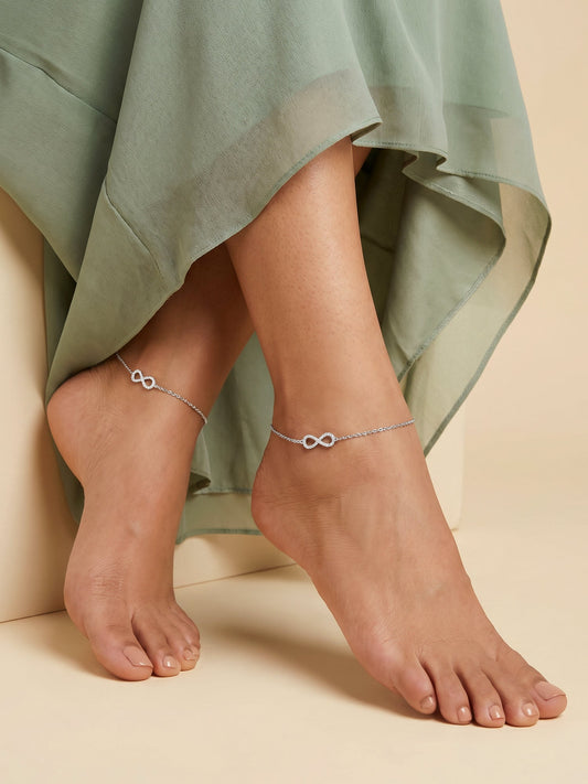 Silver Infinity Zircon Anklet