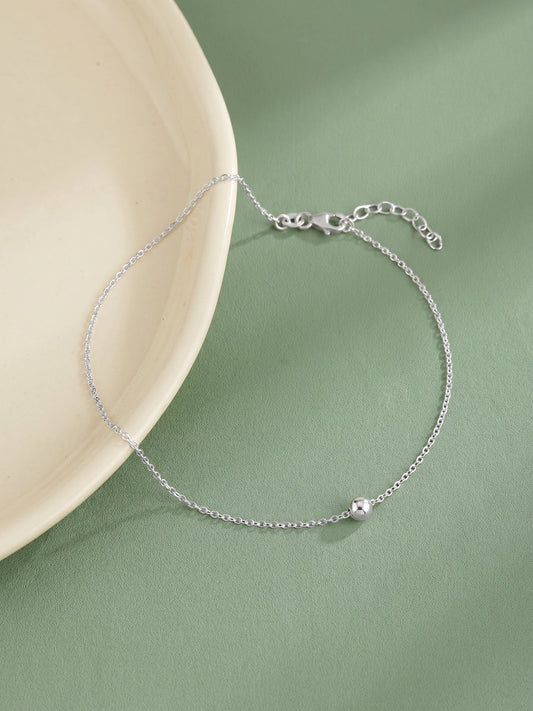 Silver Minimal Bead Anklet