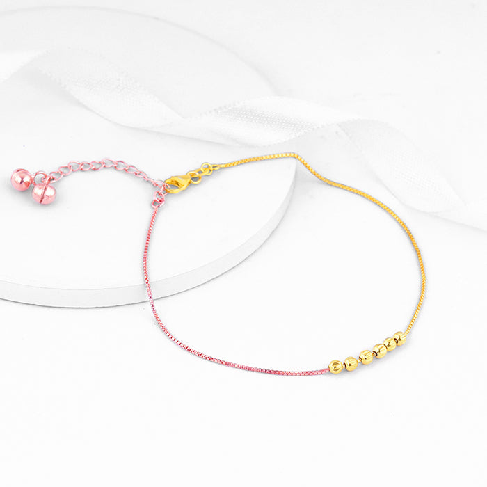 Rose Gold And Golden Beaded Anklet