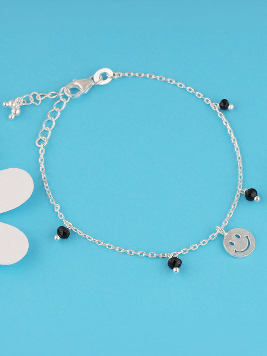 Silver Smiling Face Kids Anklet (1-3 yrs)