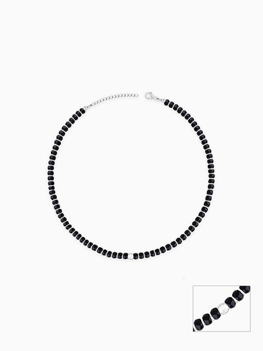 Silver Soul Spirit Black Bead Anklet