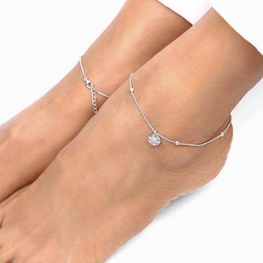 Silver Waterlily Charm Anklet