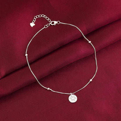 Silver Waterlily Charm Anklet