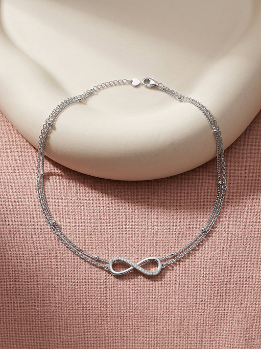 Silver Infinite Glow Layered Anklet