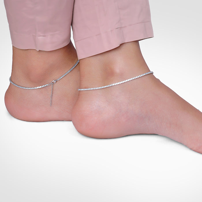 Silver Classic Tennis Anklet