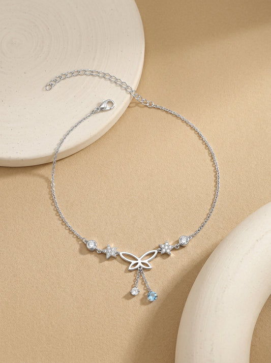 Silver Be A Butterfly Anklet
