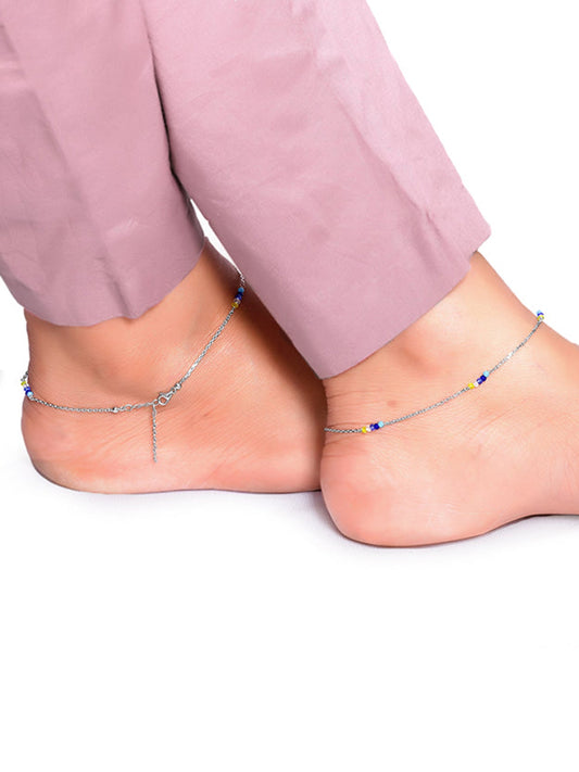 Silver Dawn Glow Anklet