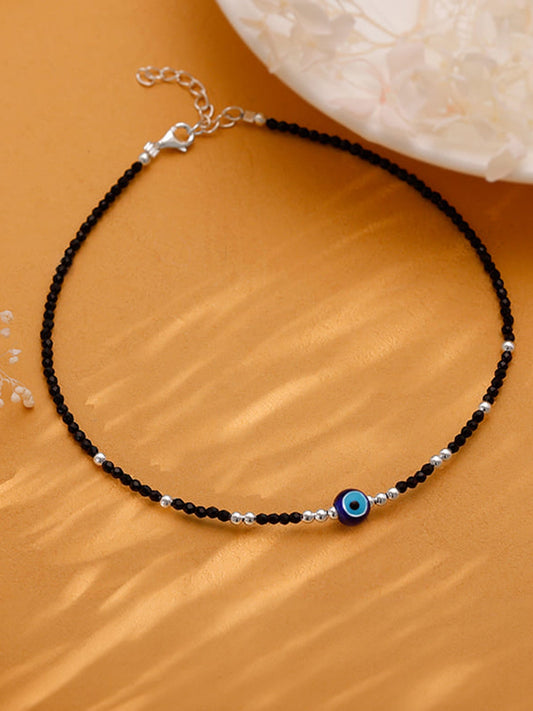Silver Precious Evil Eye Anklet