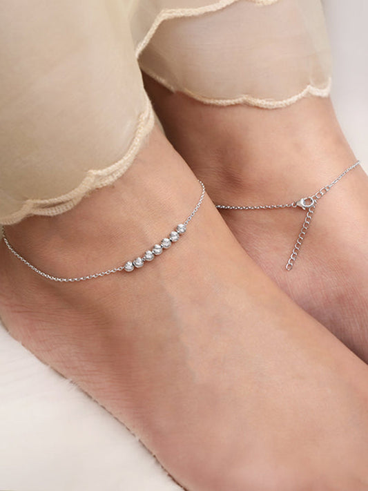 Silver Clustered Sparkle Anklet
