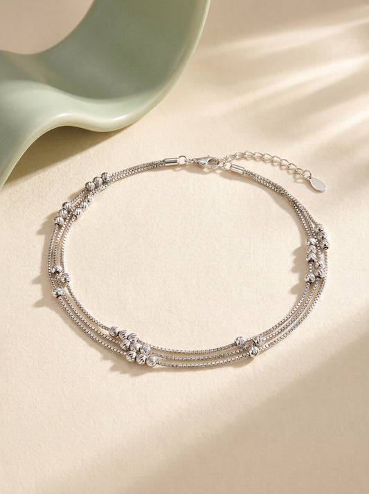 Silver Silence Layered Anklet