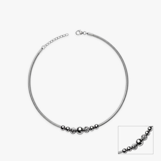 Silver Classic Bead Drop Anklet