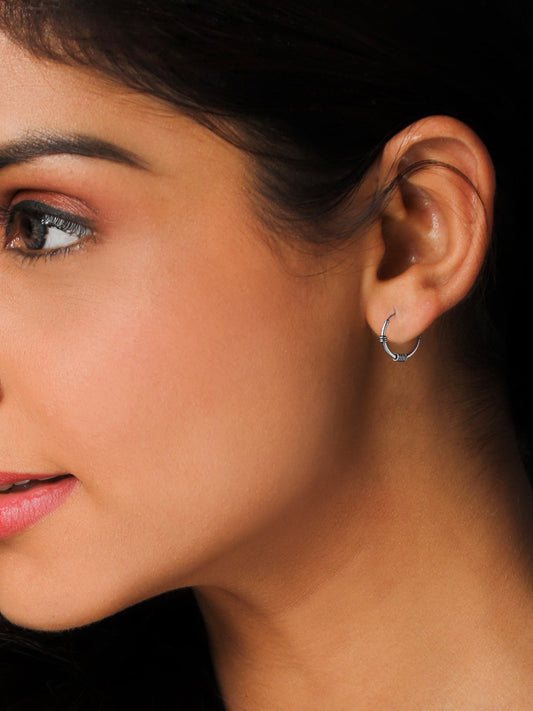 Oxidised Silver Ring Baali (Hoops) For Him