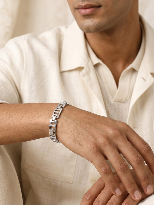 Silver Classic Bold Bracelet For Him