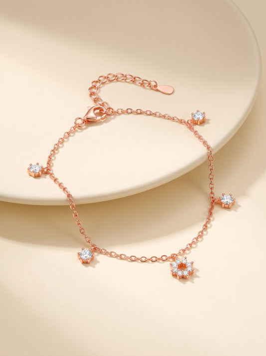 Rose Gold Flower Charm Bracelet
