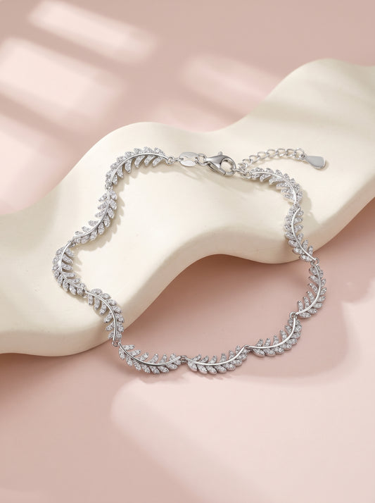 Silver Woven Leaf Bracelet
