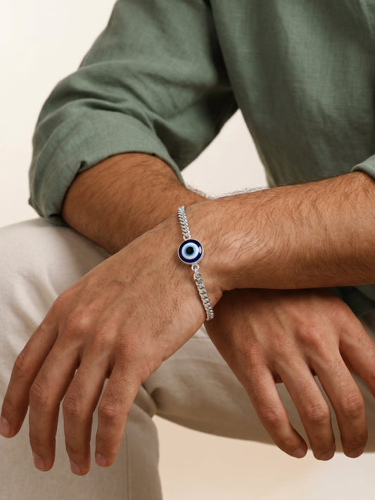 Silver Evil Eye Style Bracelet For Him
