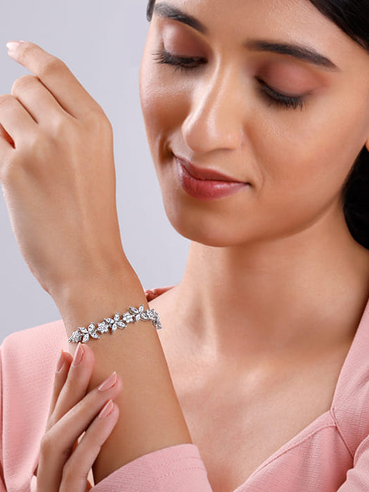 Silver Kind Floral Bracelet