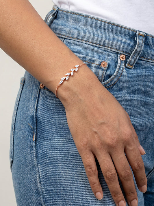 Rose Gold Zirconia Ferns Bracelet