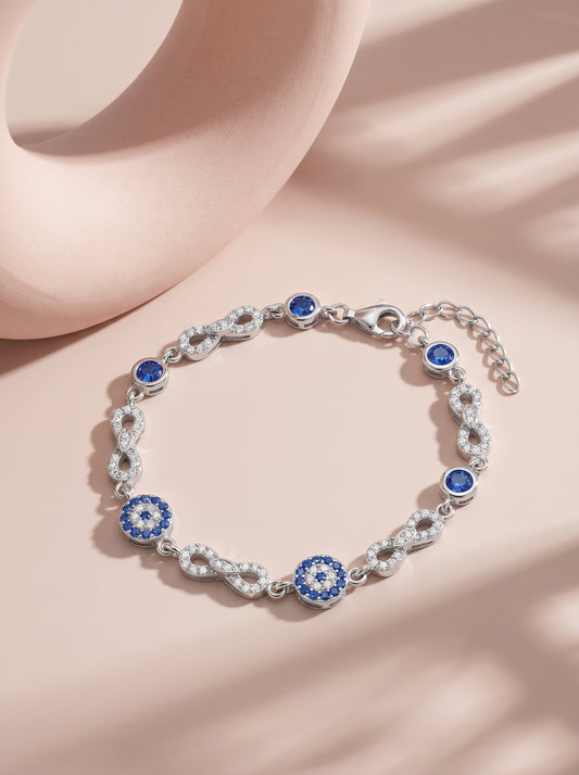 Silver Infinity Evil Eye Bracelet