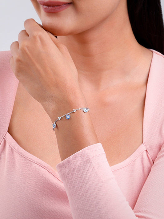 Silver Azure Evil Eye Bracelet