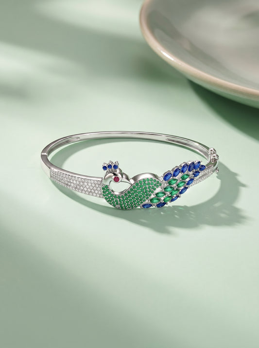 Silver Peacock Parade Bracelet