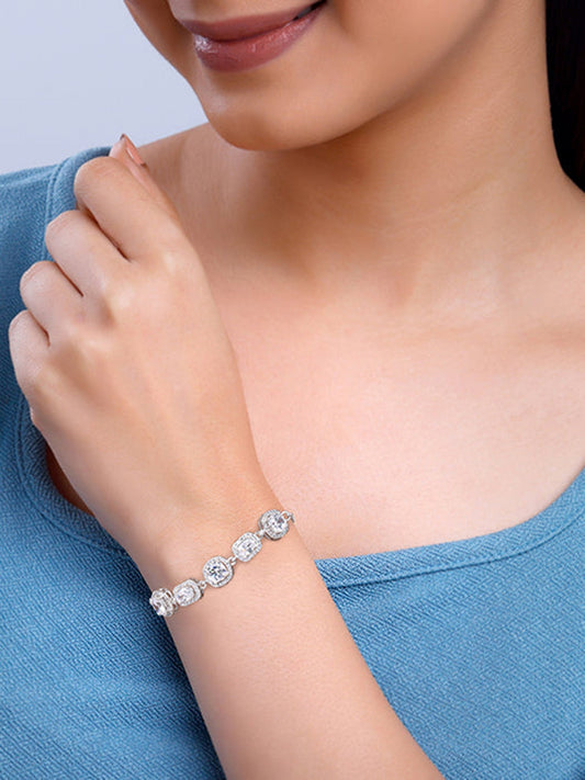 Silver Haloed Elegance Bracelet
