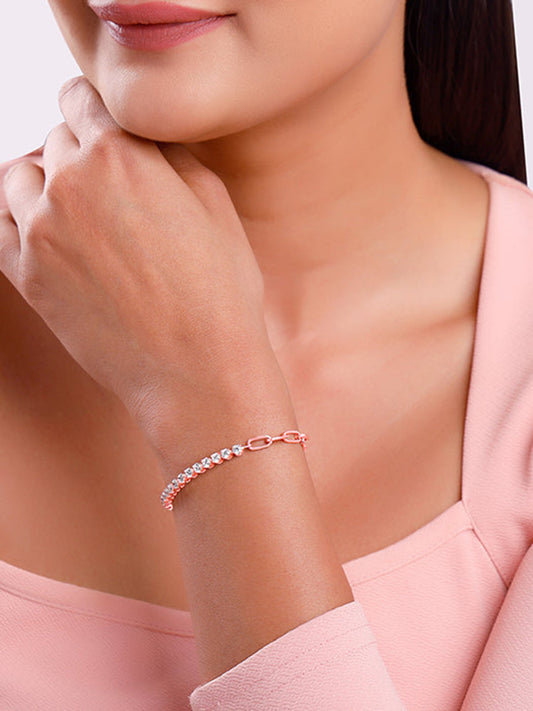 Rose Gold Clip Line Tennis Bracelet