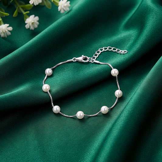 Silver Lea Pearl Bracelet
