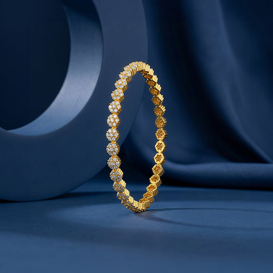 Golden Flower Cluster Bangle (Size 2.4)