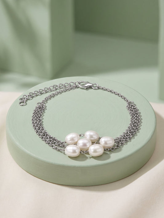 Silver Monroe Pearl Bracelet