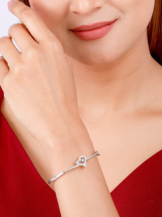 Silver Heart in Love Bangle Bracelet