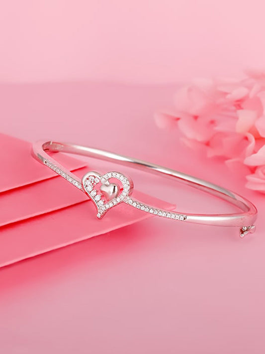 Silver Heart in Love Bangle Bracelet