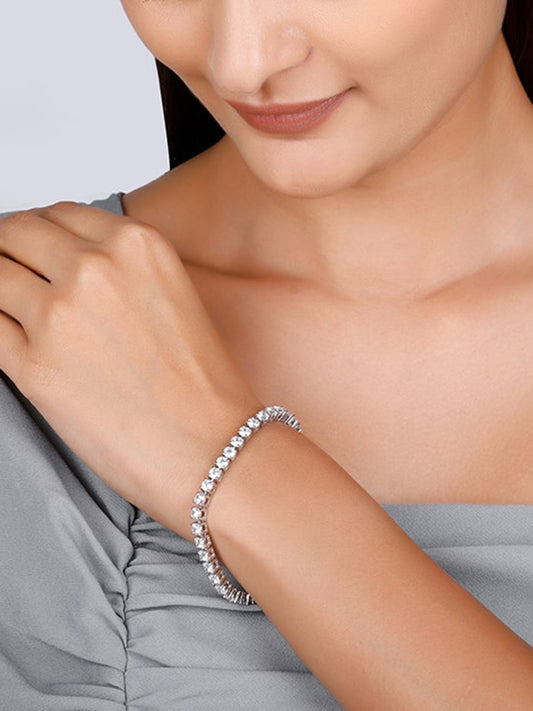Silver Sparkly Elegant Tennis Bracelet