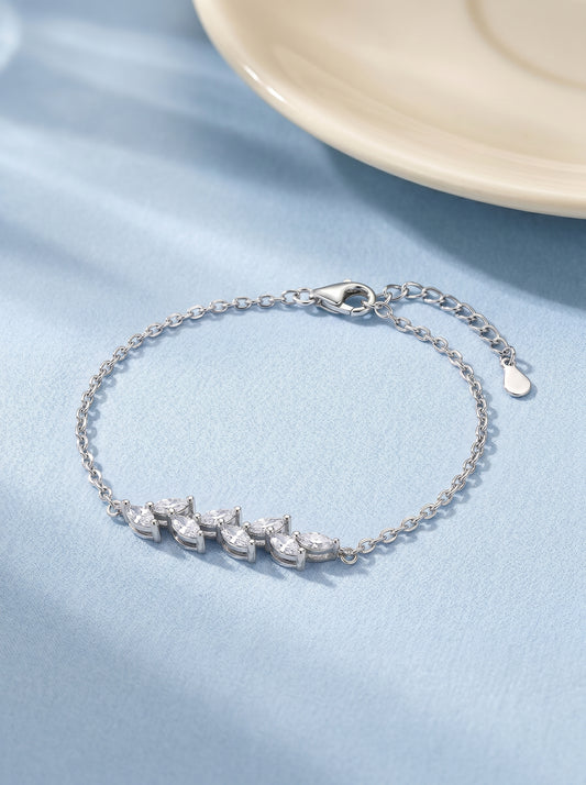 Silver Zircon Ferns Bracelet