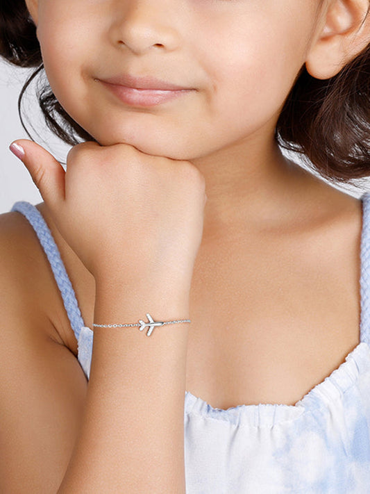 Silver Aeroplane Kids Bracelet (0-18 months)