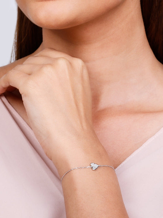 Silver Heart of Zircons Bracelet