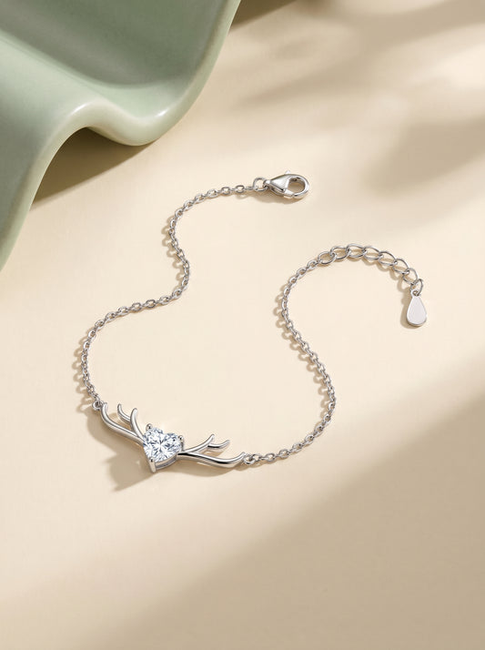 Silver Deer Heart Bracelet