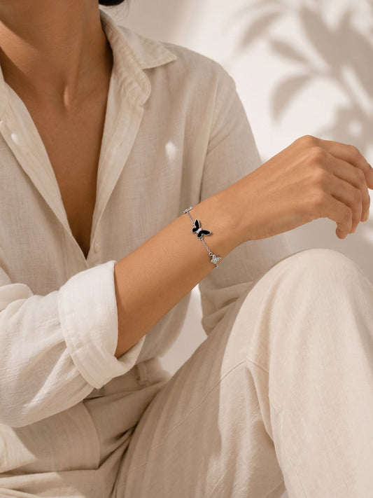 Silver Elegant Butterflies Bracelet