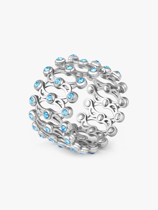 Silver Supple Bracelet with Aqua Blue Stones