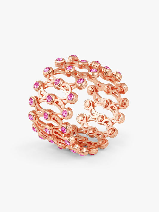 Rose Gold Supple Bracelet with Royal Pink Stones