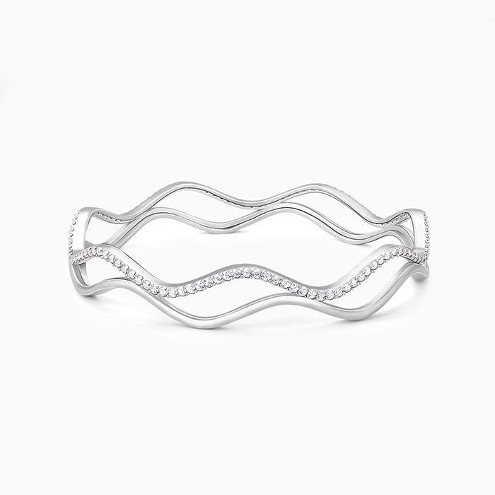 Silver Shiny Wave Bangle – GIVA Jewellery