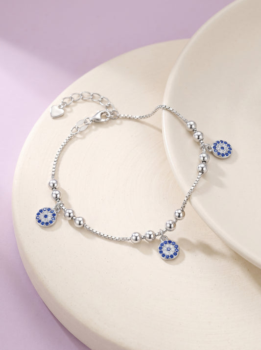 Silver Evil Eye Charm Bracelet