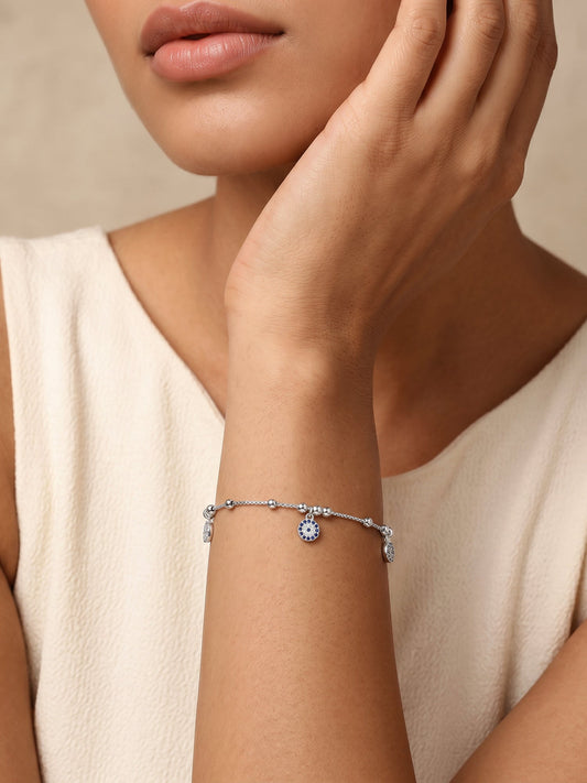 Silver Evil Eye Charm Bracelet