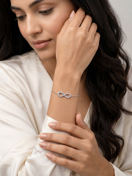Kriti Sanon Silver Infinity Heart Bracelet