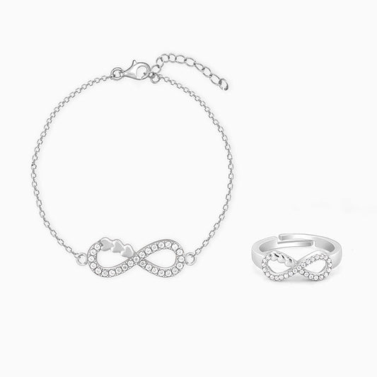 Silver Infinity Heart Set