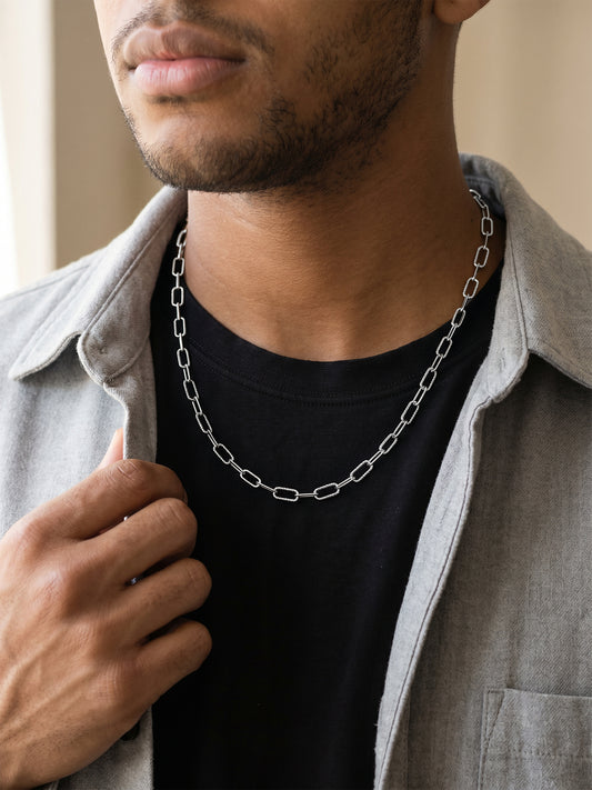 Silver Paperclip Chain For Him