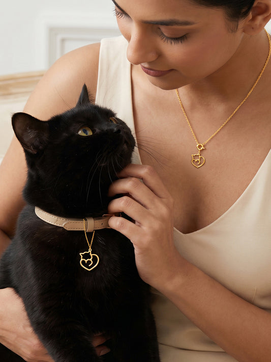 Golden Purr Promise Pendant With Link Chain